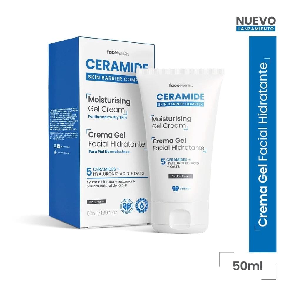 CERAMIDE Crema Gel facial Hidratante 50 mL Farmex-Fonasa-Persistente